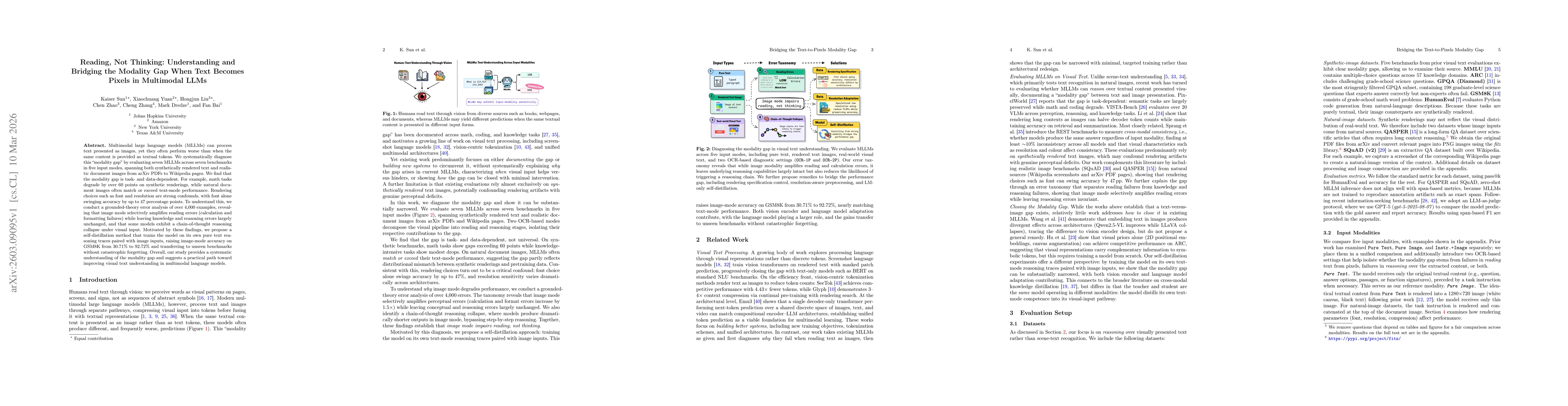 Thumbnail for Reading, Not Thinking: Understanding and Bridging the Modality Gap When Text Becomes Pixels in Multimodal LLMs