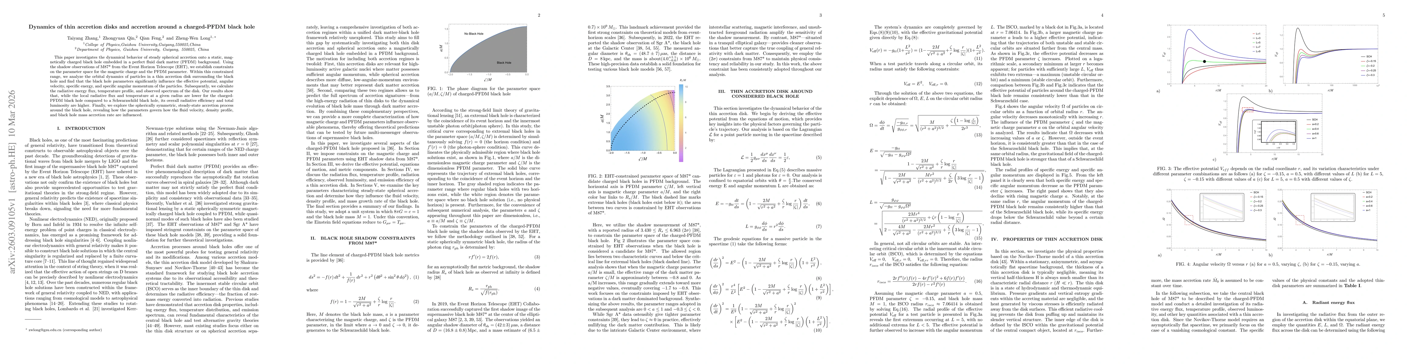 Thumbnail for Dynamics of thin accretion disks and accretion around a charged-PFDM black hole