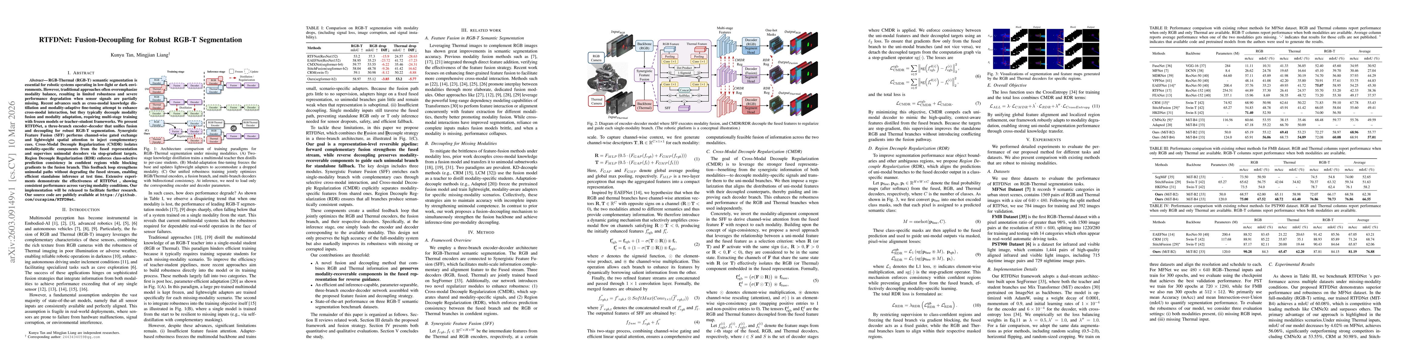Thumbnail for RTFDNet: Fusion-Decoupling for Robust RGB-T Segmentation