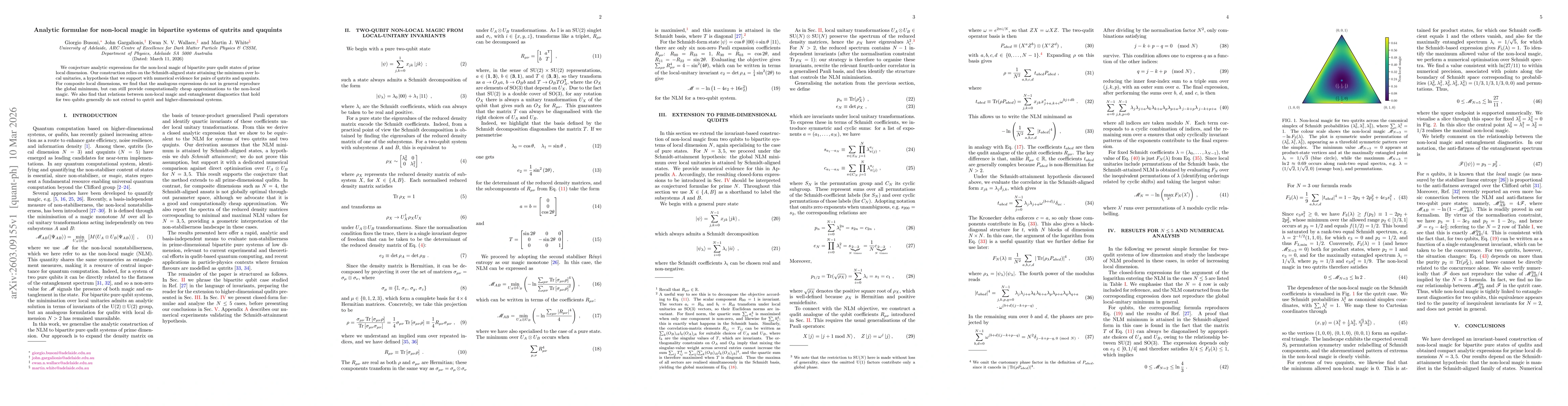 Thumbnail for Analytic formulae for non-local magic in bipartite systems of qutrits and ququints