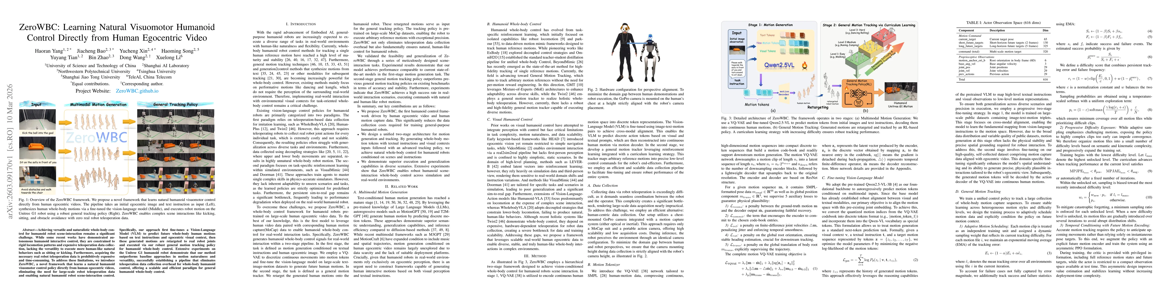Thumbnail for ZeroWBC: Learning Natural Visuomotor Humanoid Control Directly from Human Egocentric Video