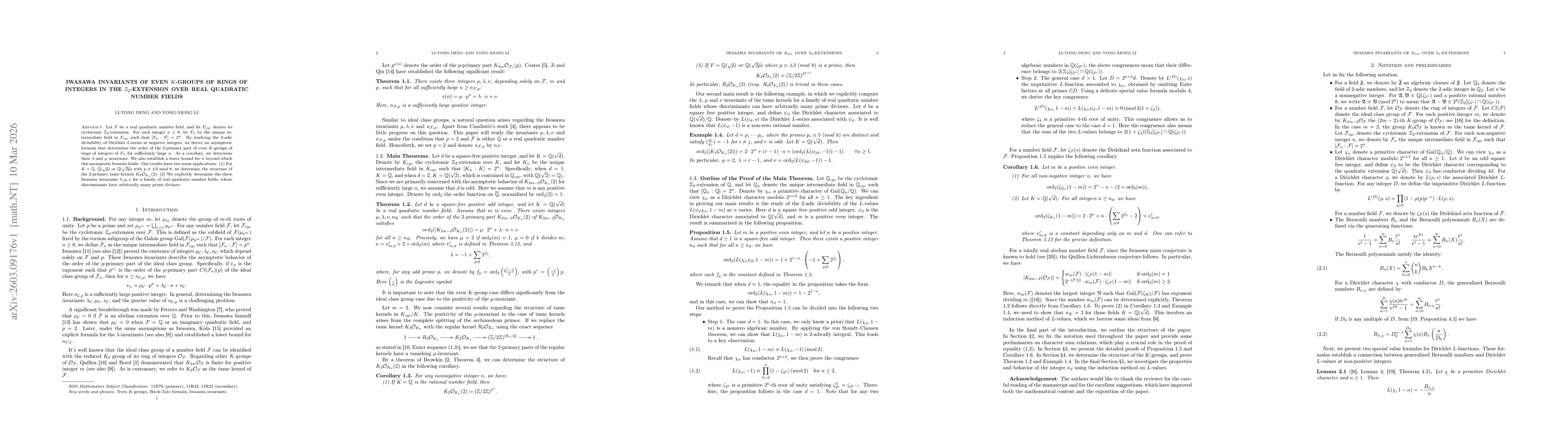 Thumbnail for Iwasawa Invariants of Even $K$-groups of Rings of Integers in the $\mathbb{Z}_2$-extension over Real Quadratic Number Fields