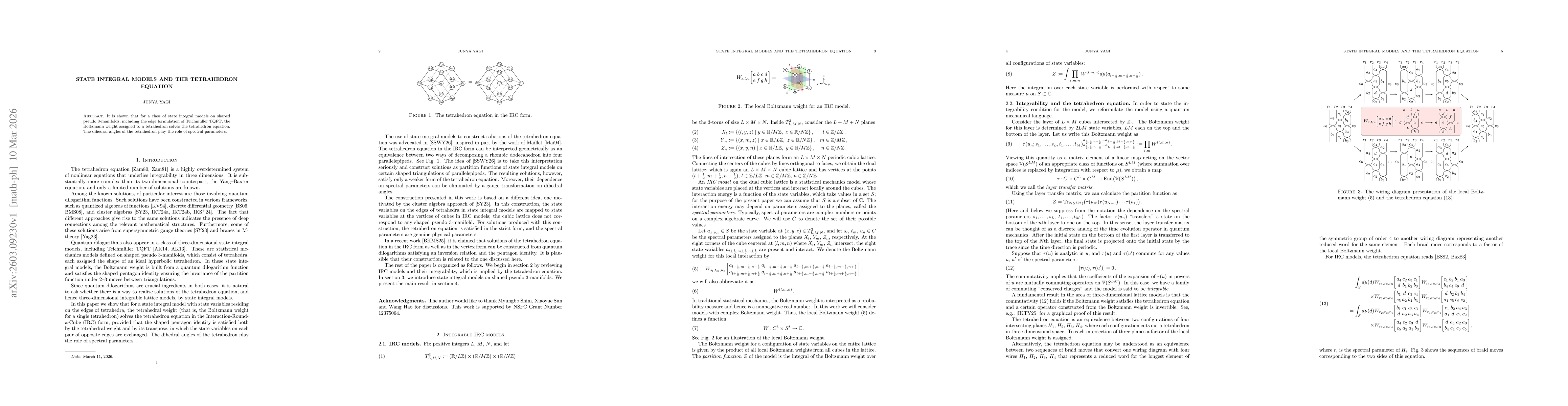 Thumbnail for State integral models and the tetrahedron equation