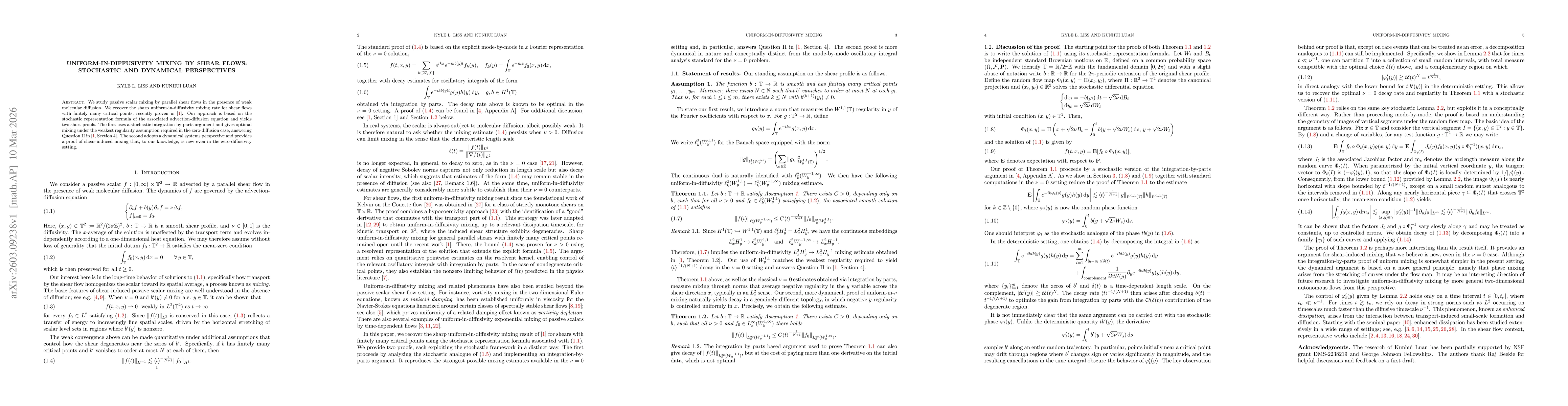 Thumbnail for Uniform-in-diffusivity mixing by shear flows: stochastic and dynamical perspectives