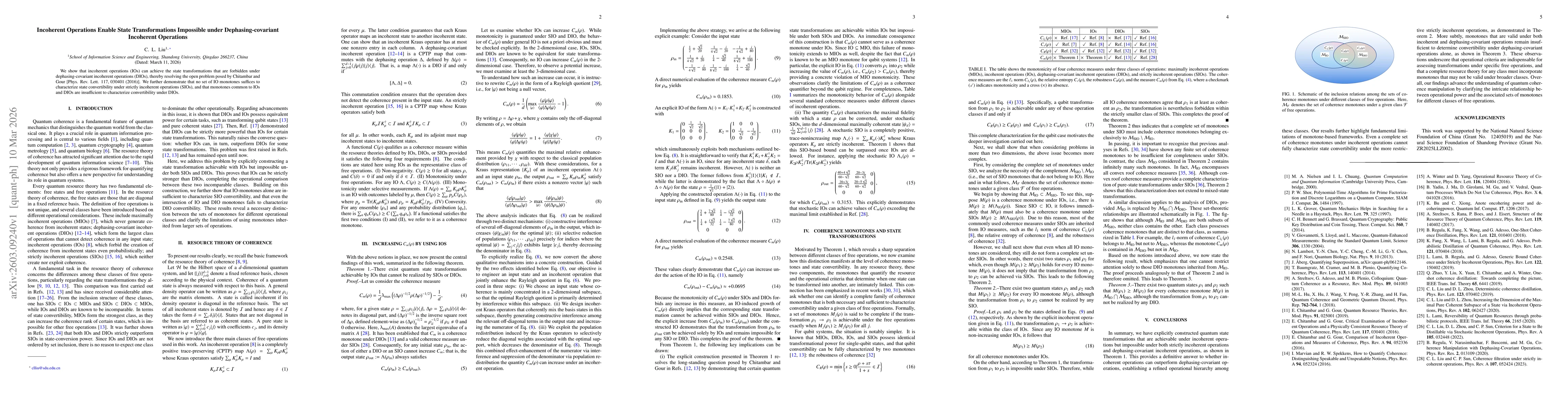 Thumbnail for Incoherent Operations Enable State Transformations Impossible under Dephasing-covariant Incoherent Operations