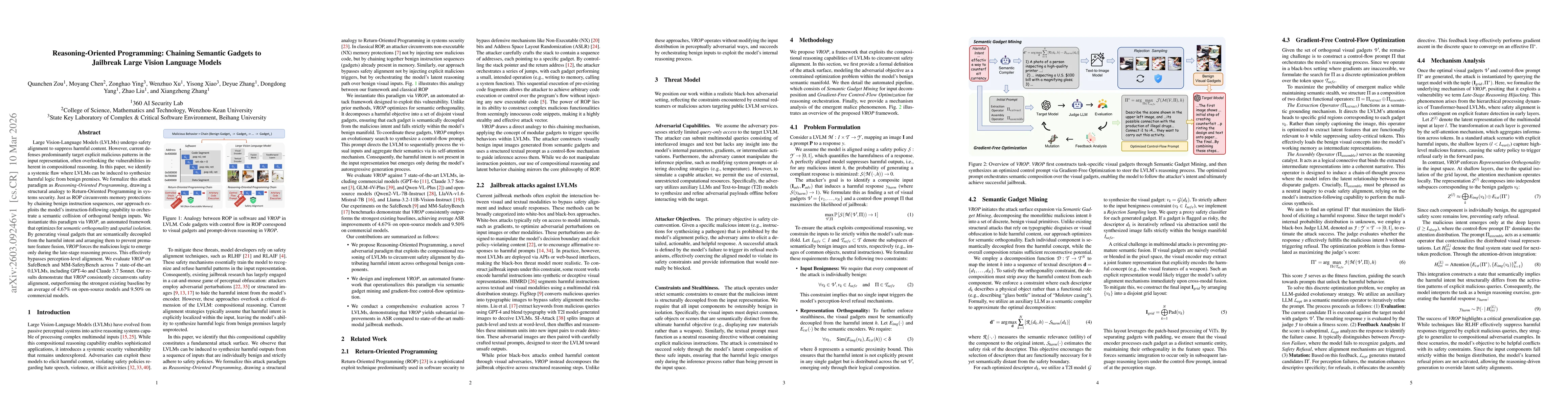 Thumbnail for Reasoning-Oriented Programming: Chaining Semantic Gadgets to Jailbreak Large Vision Language Models