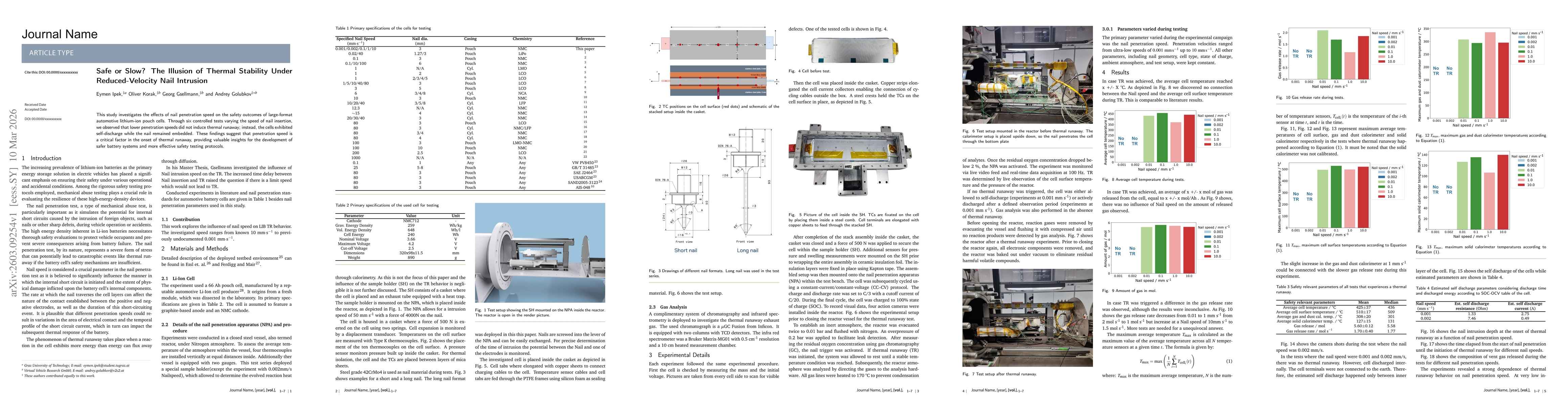 Thumbnail for Safe or Slow? The Illusion of Thermal Stability Under Reduced-Velocity Nail Intrusion