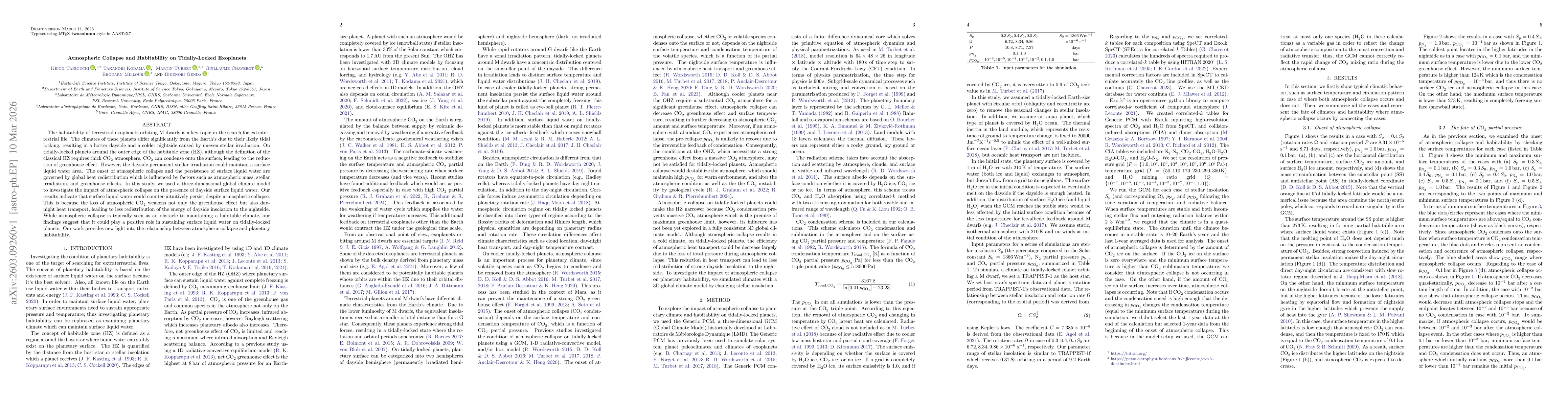 Thumbnail for Atmospheric Collapse and Habitability on Tidally-Locked Exoplanets