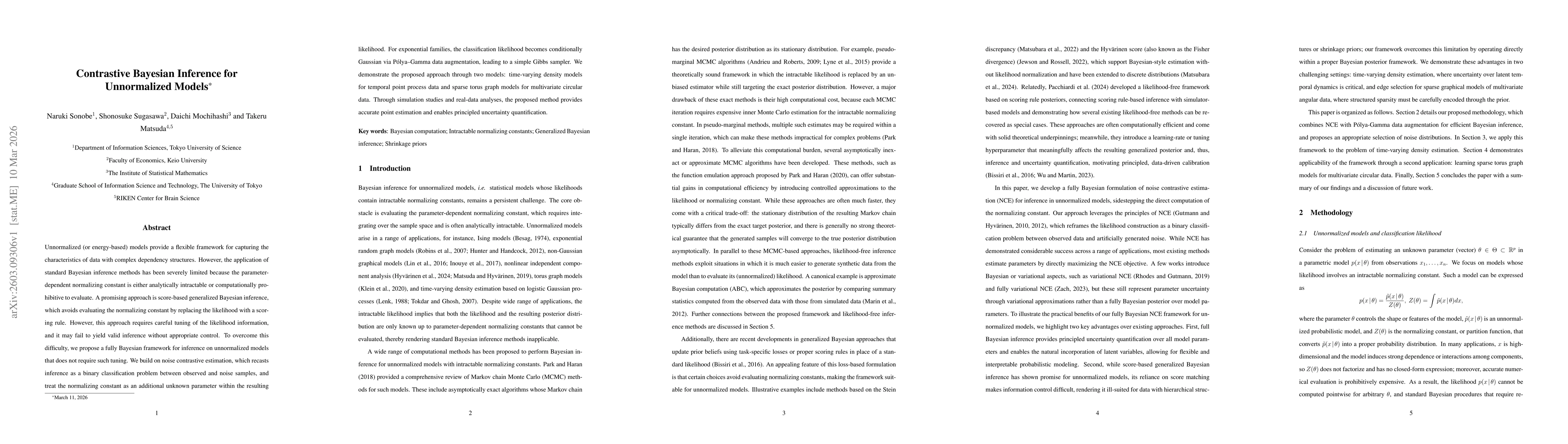 Thumbnail for Contrastive Bayesian Inference for Unnormalized Models