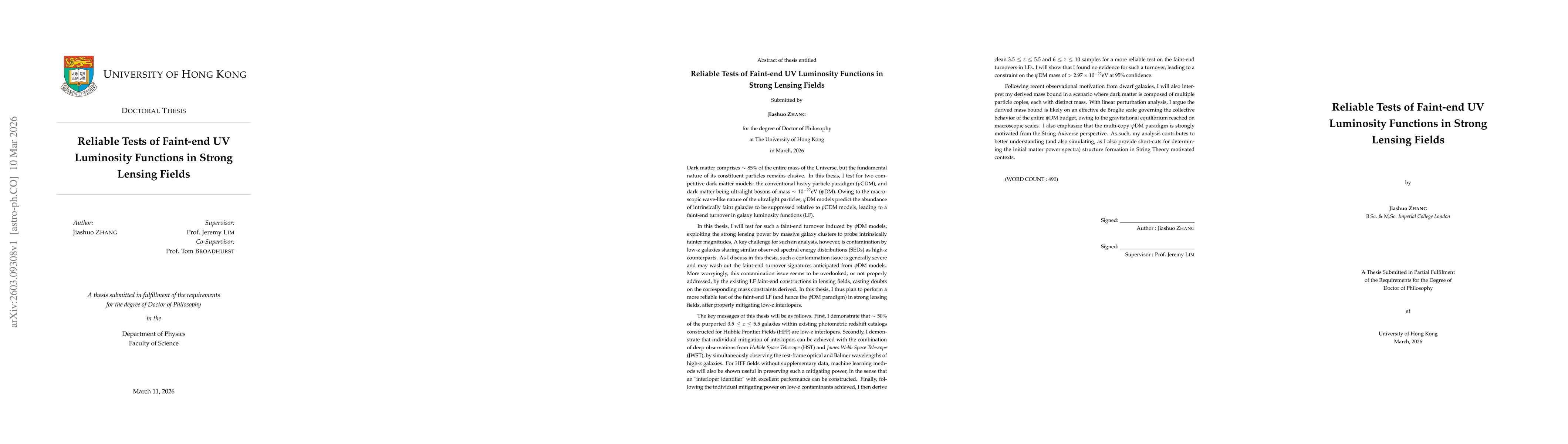 Thumbnail for Reliable Tests of Faint-end UV Luminosity Functions in Strong Lensing Fields