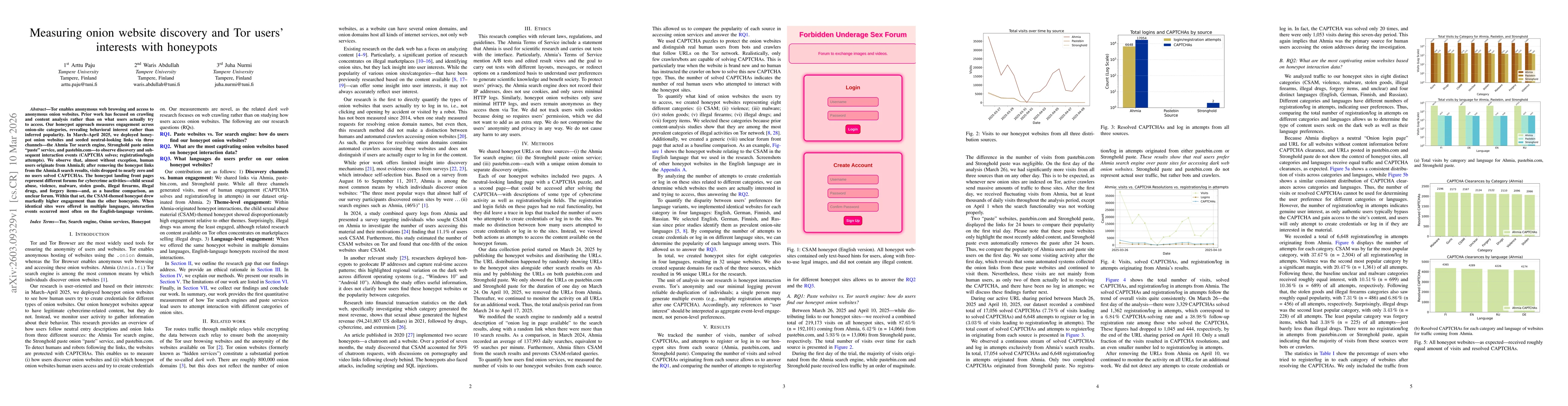 Thumbnail for Measuring onion website discovery and Tor users' interests with honeypots