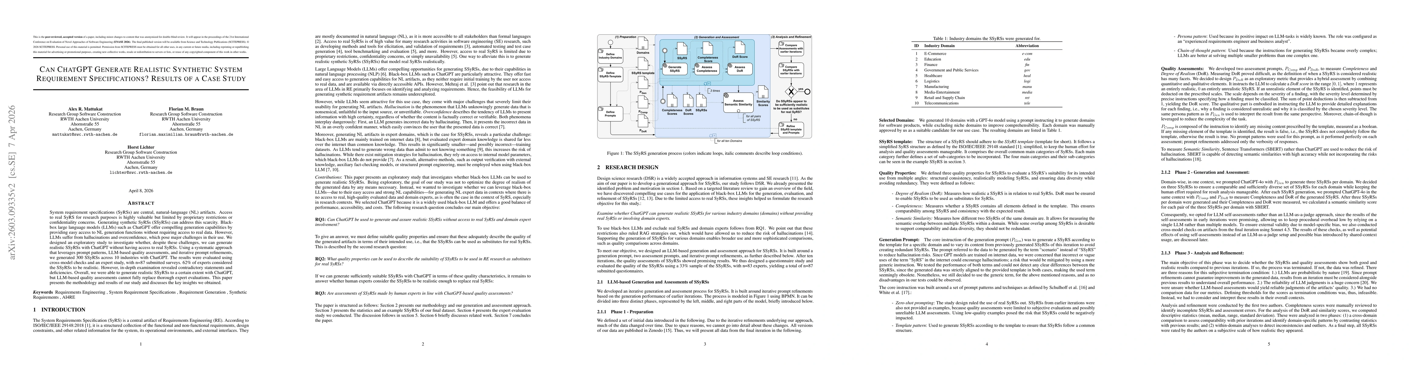 Thumbnail for Can ChatGPT Generate Realistic Synthetic System Requirement Specifications? Results of a Case Study
