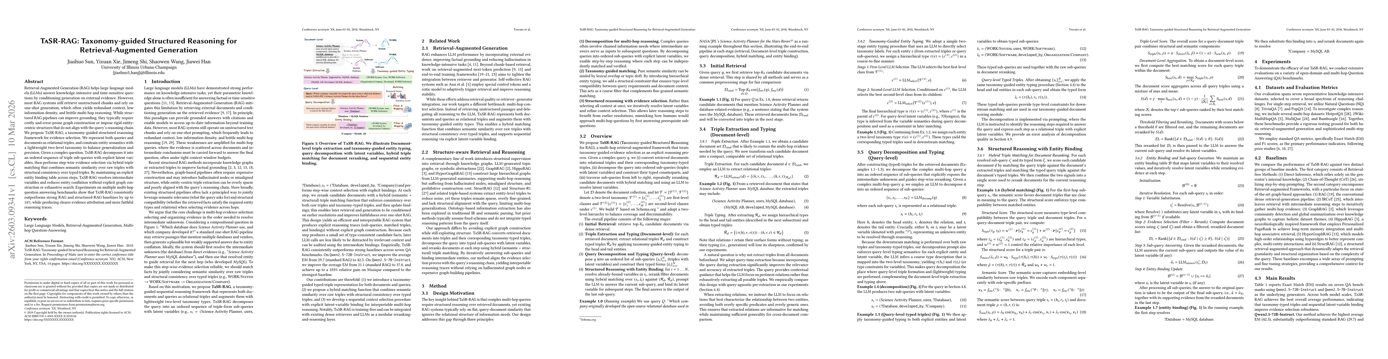 Thumbnail for TaSR-RAG: Taxonomy-guided Structured Reasoning for Retrieval-Augmented Generation