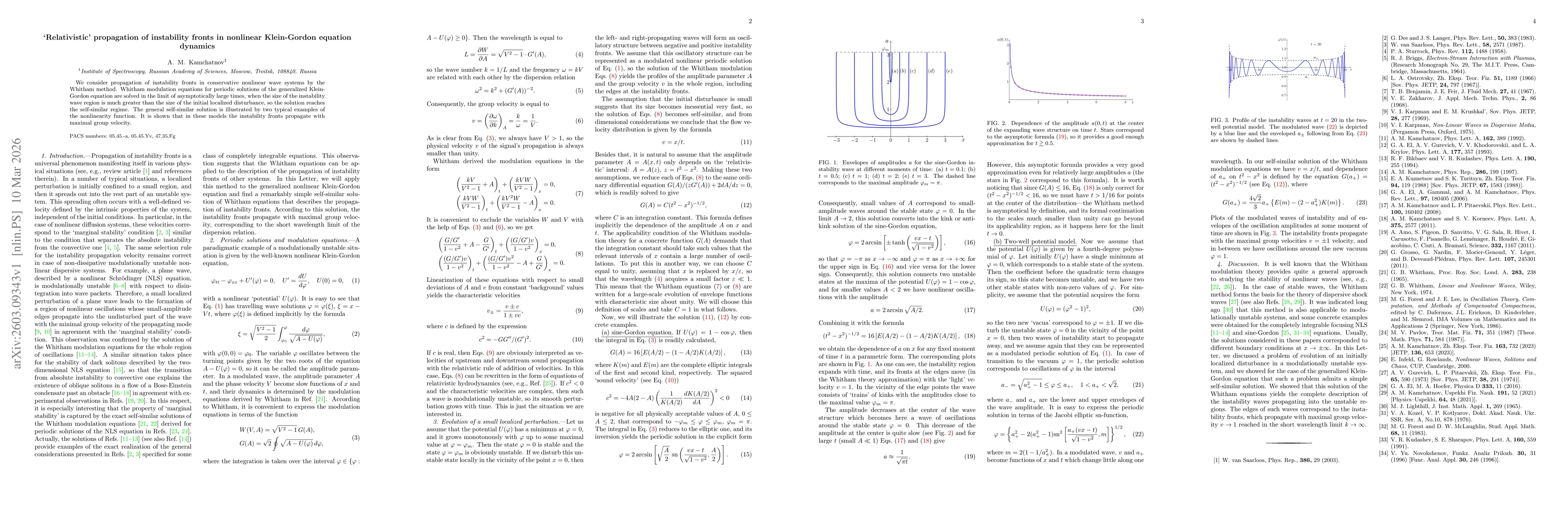 Thumbnail for `Relativistic' propagation of instability fronts in nonlinear Klein-Gordon equation dynamics