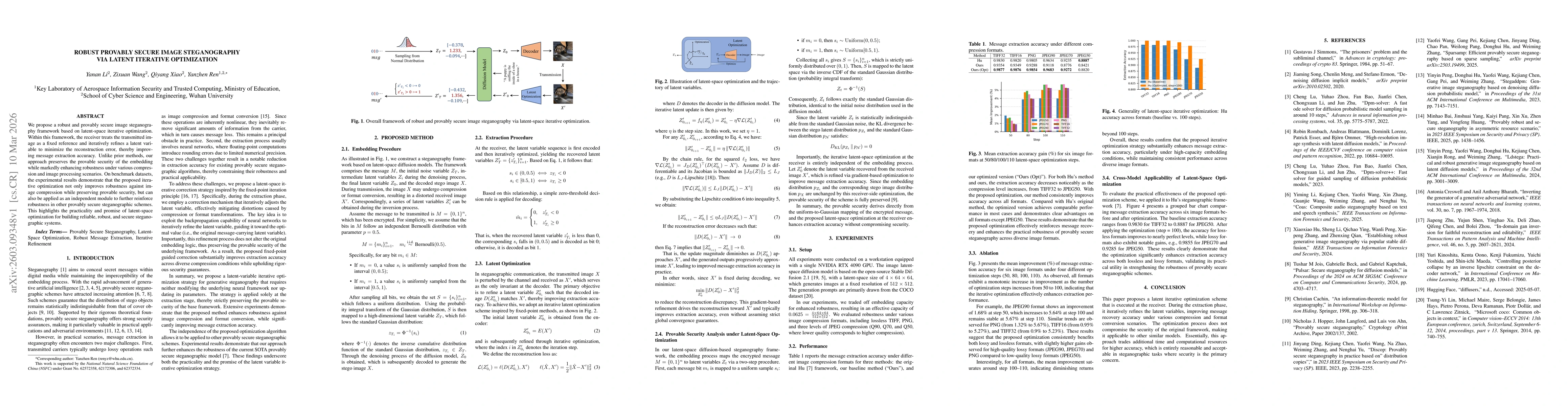 Thumbnail for Robust Provably Secure Image Steganography via Latent Iterative Optimization