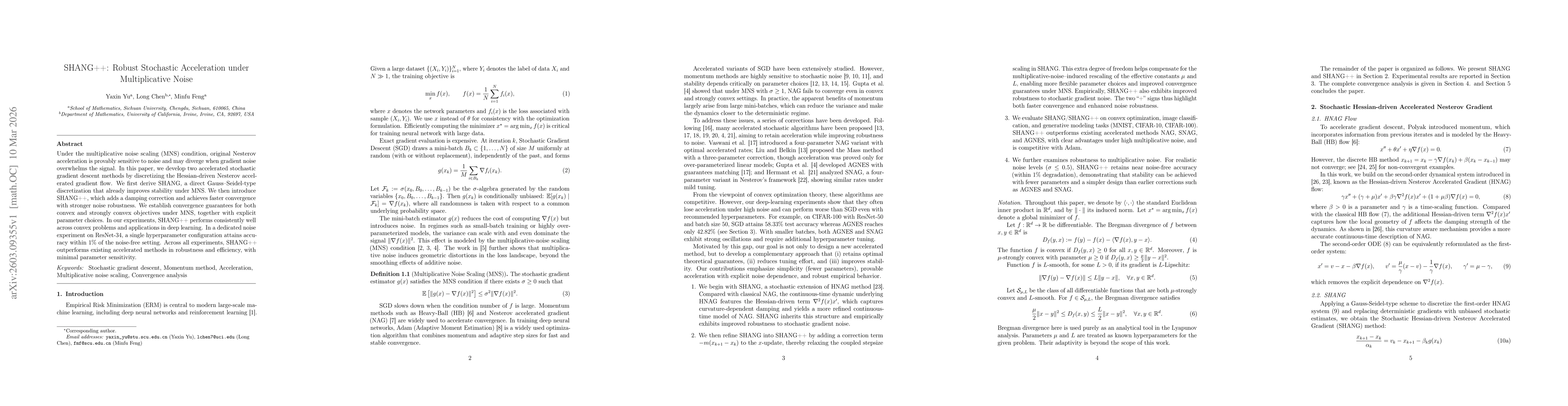 Thumbnail for SHANG++: Robust Stochastic Acceleration under Multiplicative Noise