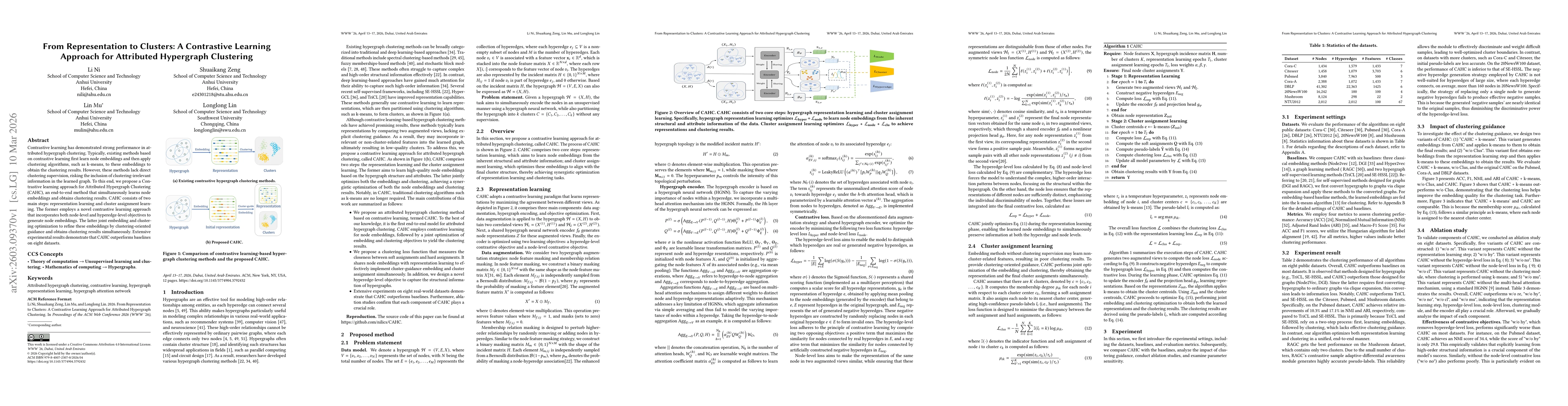 Thumbnail for From Representation to Clusters: A Contrastive Learning Approach for Attributed Hypergraph Clustering