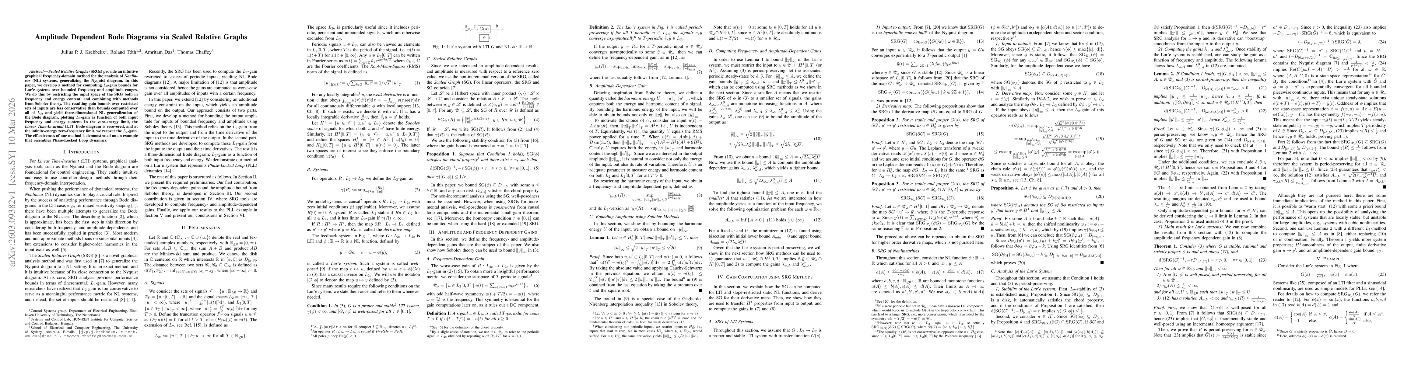 Thumbnail for Amplitude Dependent Bode Diagrams via Scaled Relative Graphs