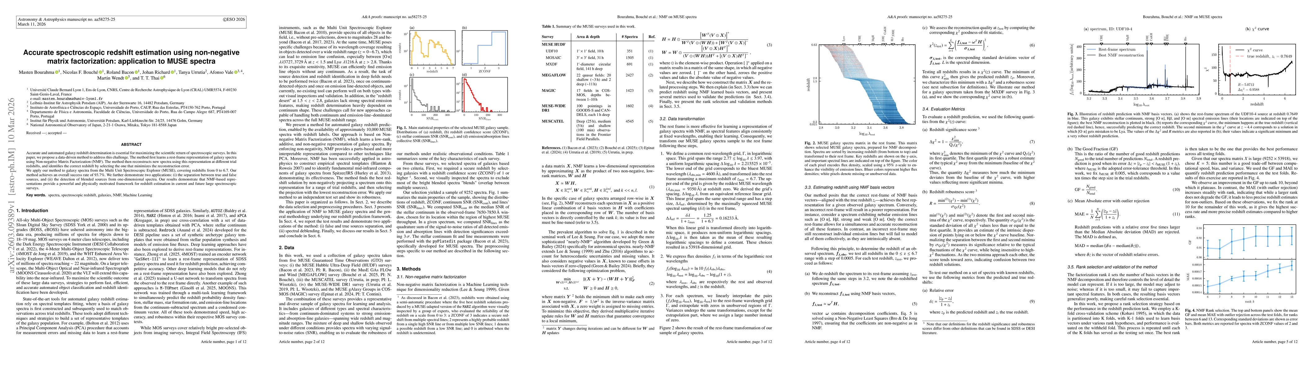 Thumbnail for Accurate spectroscopic redshift estimation using non-negative matrix factorization: application to MUSE spectra