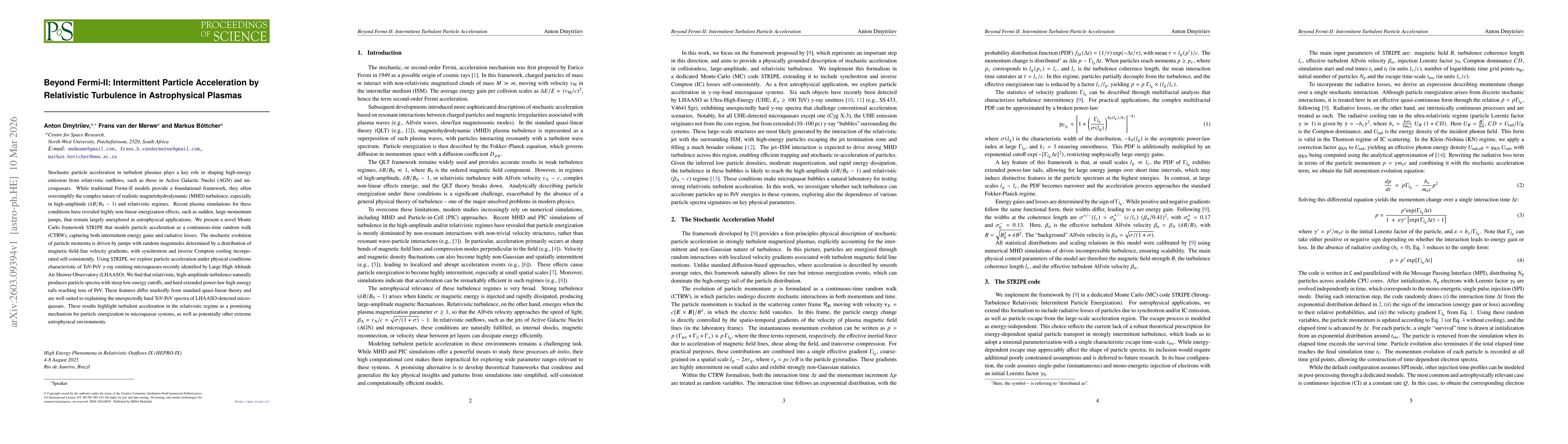 Thumbnail for Beyond Fermi-II: Intermittent Particle Acceleration by Relativistic Turbulence in Astrophysical Plasmas