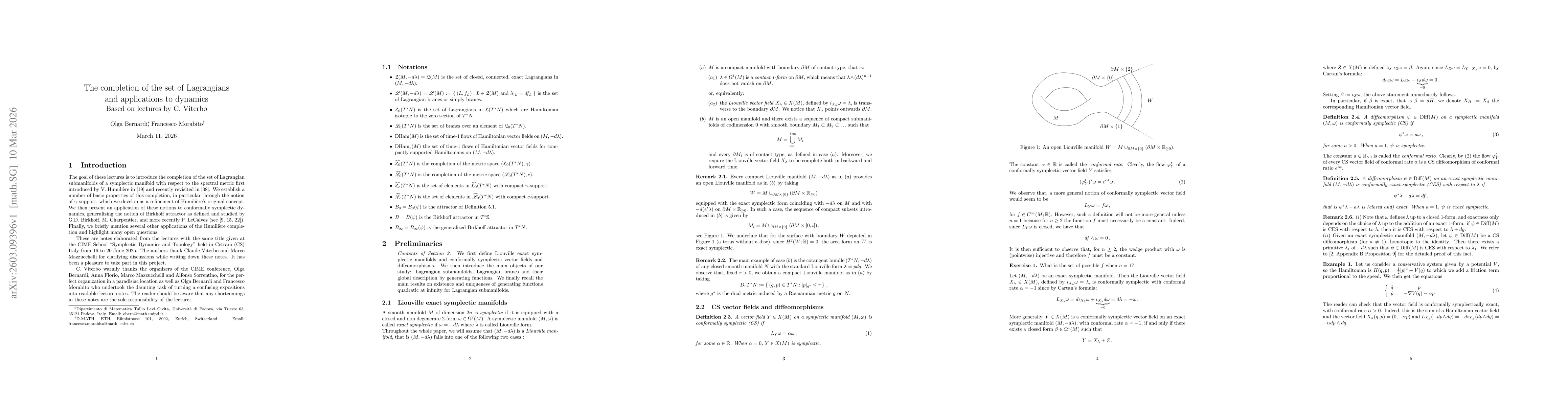 Thumbnail for The completion of the set of Lagrangians and applications to dynamics -- Based on lectures by C. Viterbo