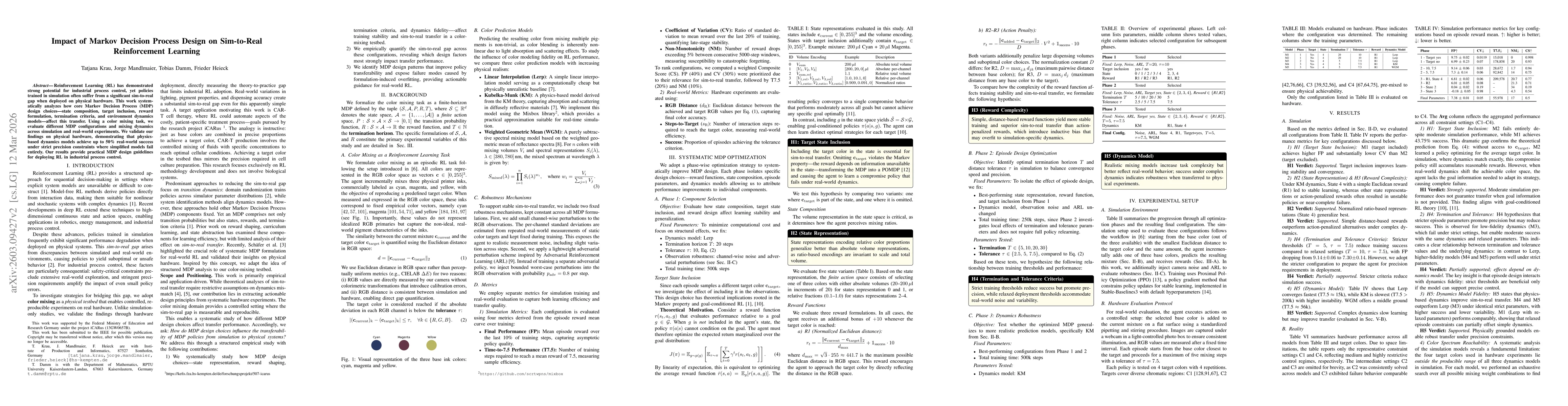 Thumbnail for Impact of Markov Decision Process Design on Sim-to-Real Reinforcement Learning