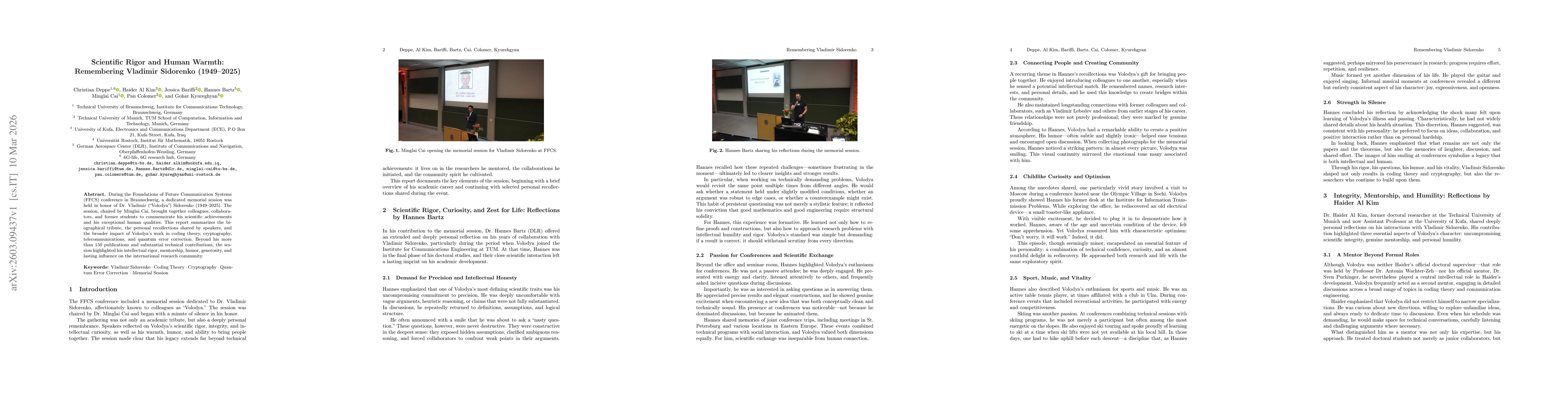 Thumbnail for Scientific Rigor and Human Warmth: Remembering Vladimir Sidorenko (1949-2025)