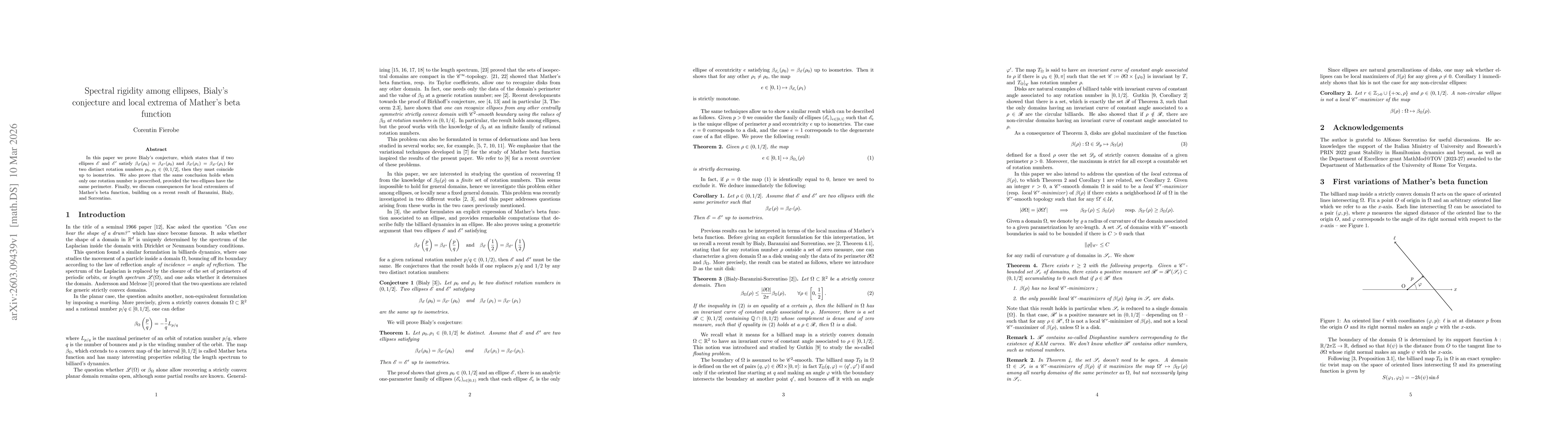Thumbnail for Spectral rigidity among ellipses, Bialy's conjecture and local extrema of Mather's beta function