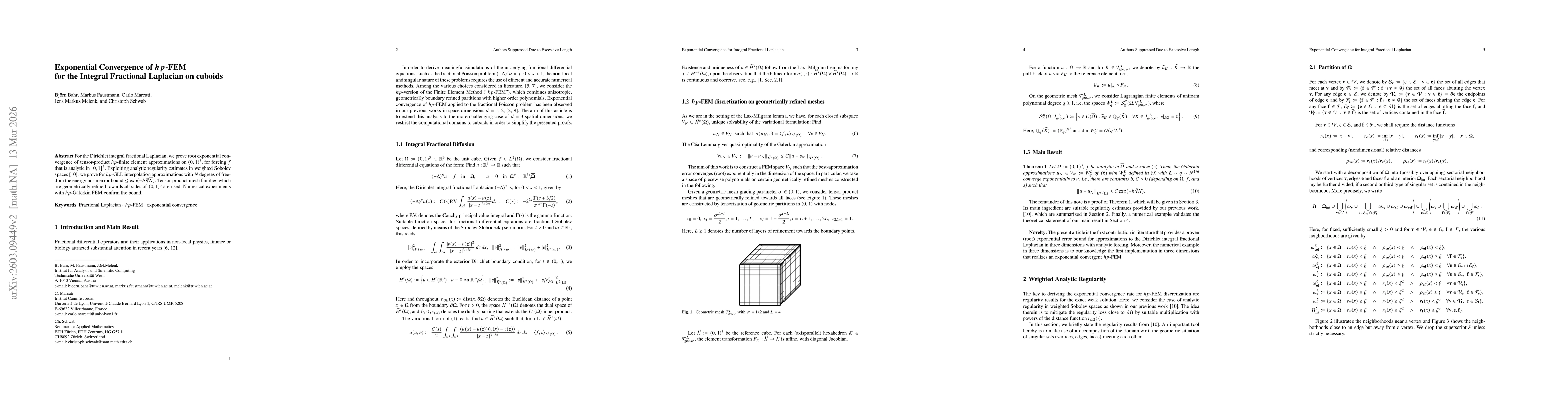 Thumbnail for Exponential Convergence of $hp$-FEM for the Integral Fractional Laplacian on cuboids