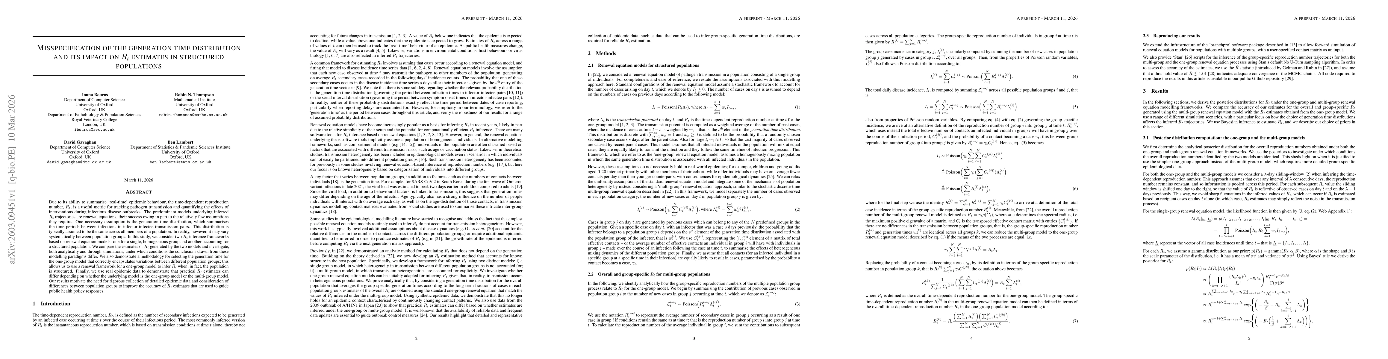 Thumbnail for Misspecification of the generation time distribution and its impact on Rt estimates in structured populations