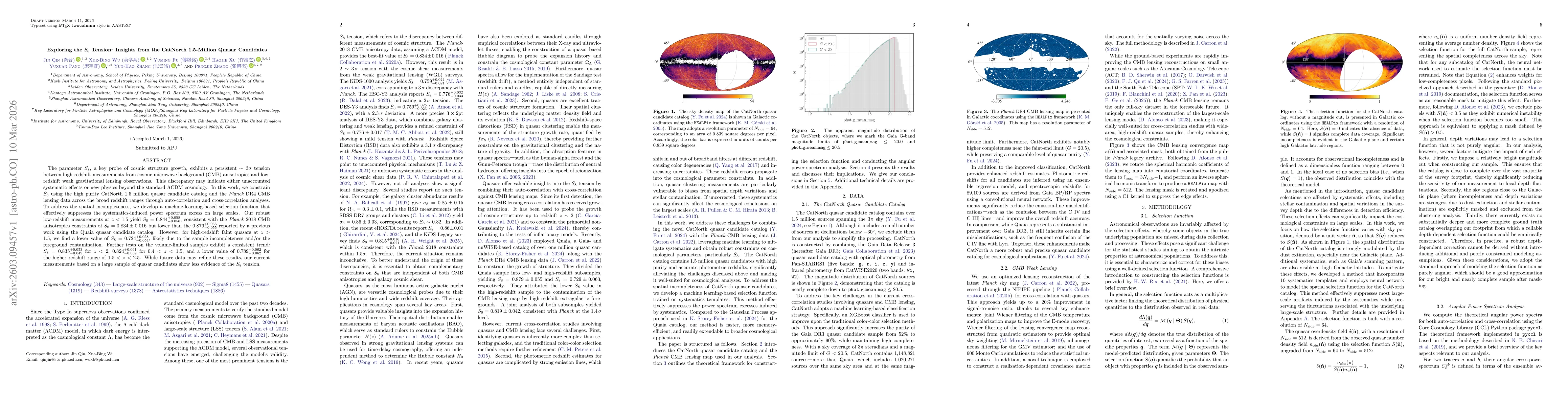 Thumbnail for Exploring the $S_8$ Tension: Insights from the CatNorth 1.5-Million Quasar Candidates
