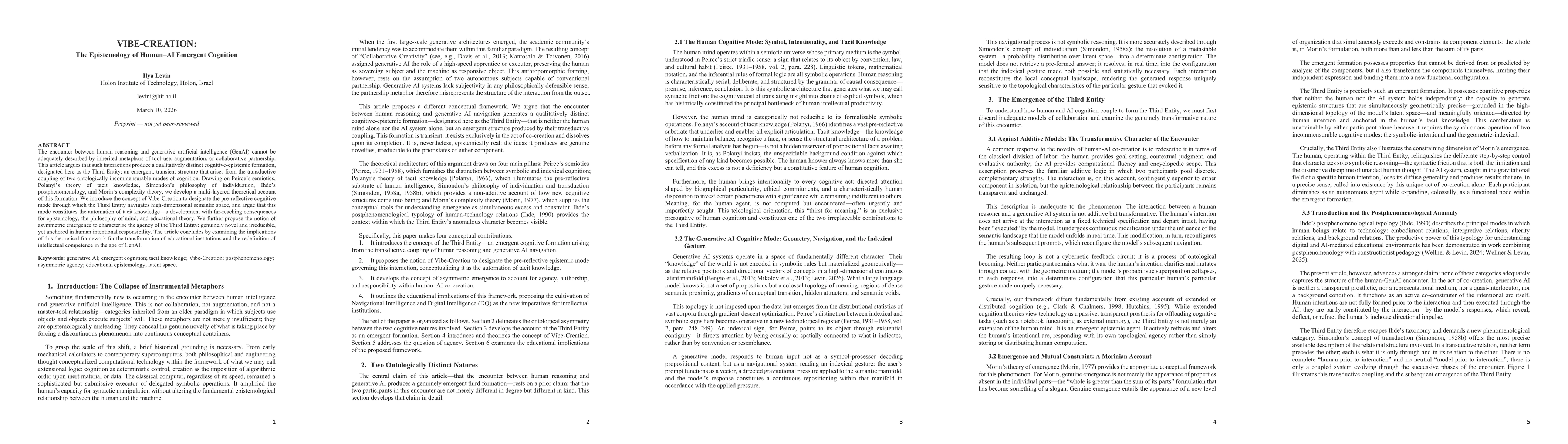 Thumbnail for Vibe-Creation: The Epistemology of Human-AI Emergent Cognition