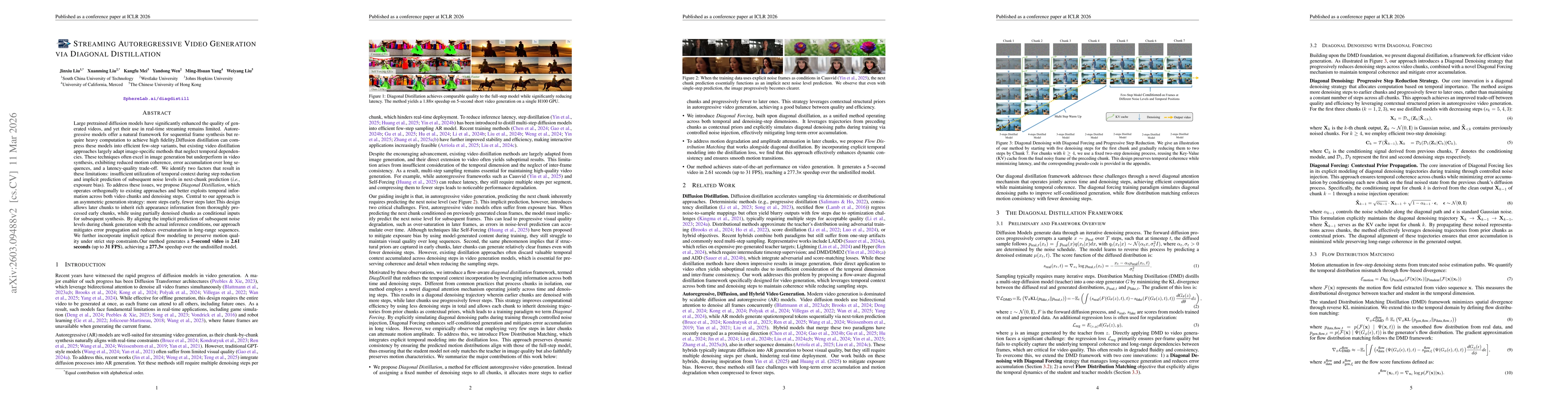 Thumbnail for Streaming Autoregressive Video Generation via Diagonal Distillation