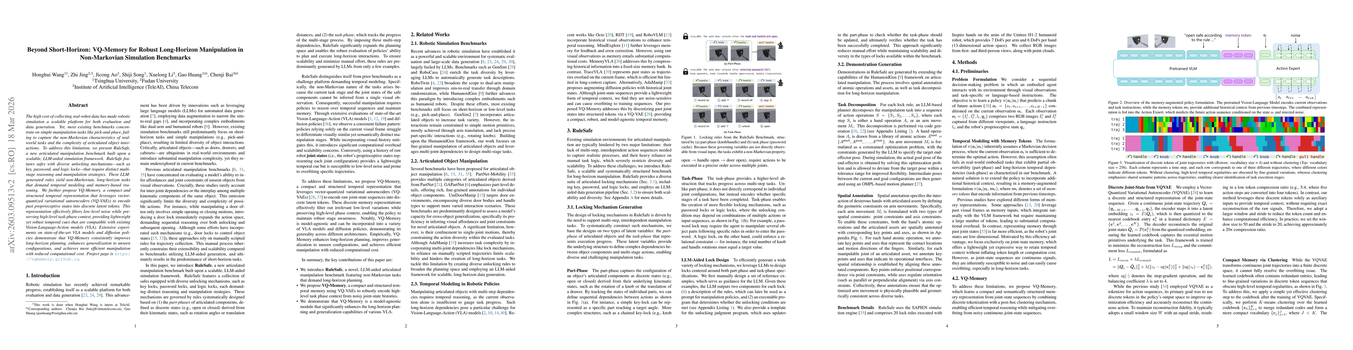 Thumbnail for Beyond Short-Horizon: VQ-Memory for Robust Long-Horizon Manipulation in Non-Markovian Simulation Benchmarks