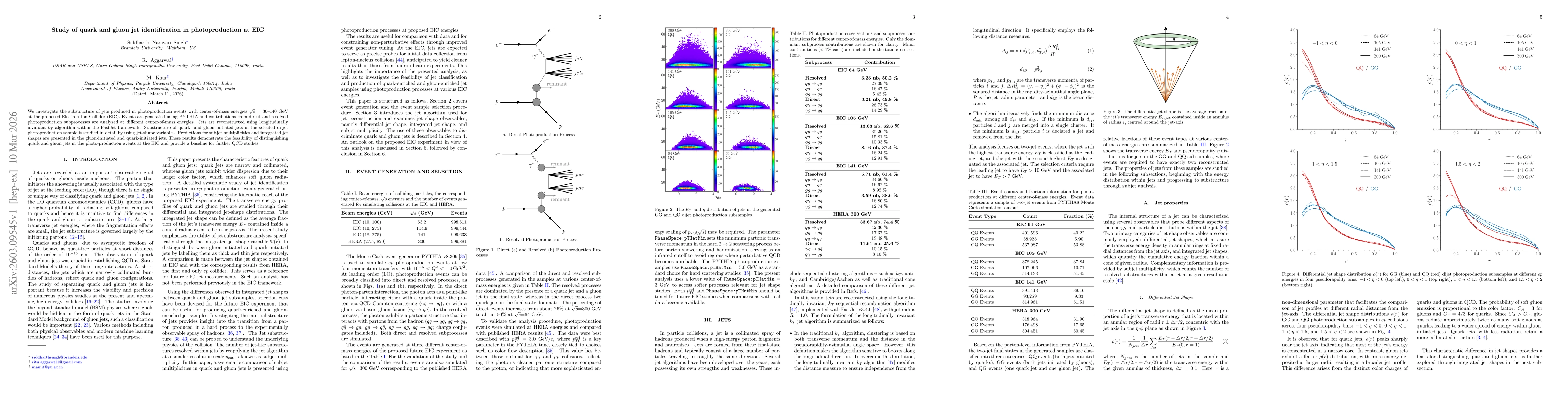 Thumbnail for Study of quark and gluon jet identification in photoproduction at EIC