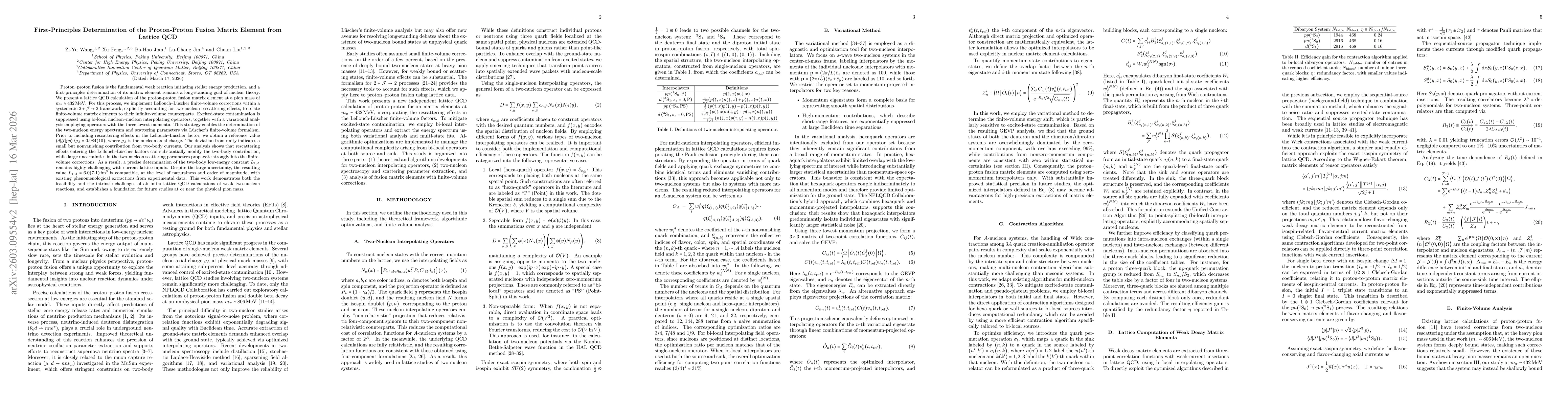 Thumbnail for First-Principles Determination of the Proton-Proton Fusion Matrix Element from Lattice QCD