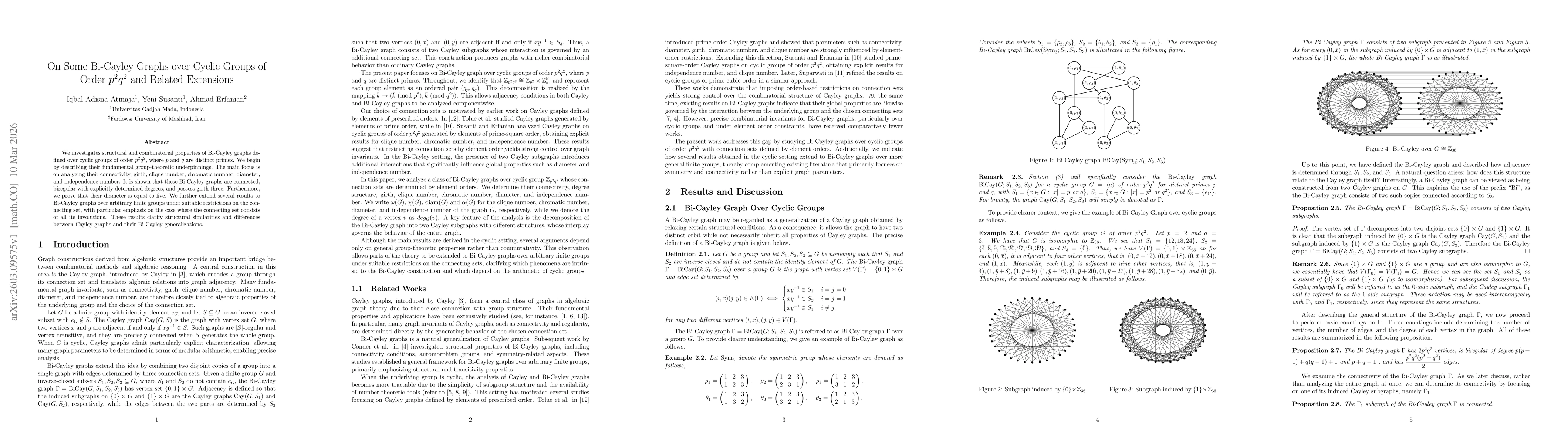 Thumbnail for On Some Bi-Cayley Graphs over Cyclic Groups of Order $p^2 q^2$ and Related Extensions