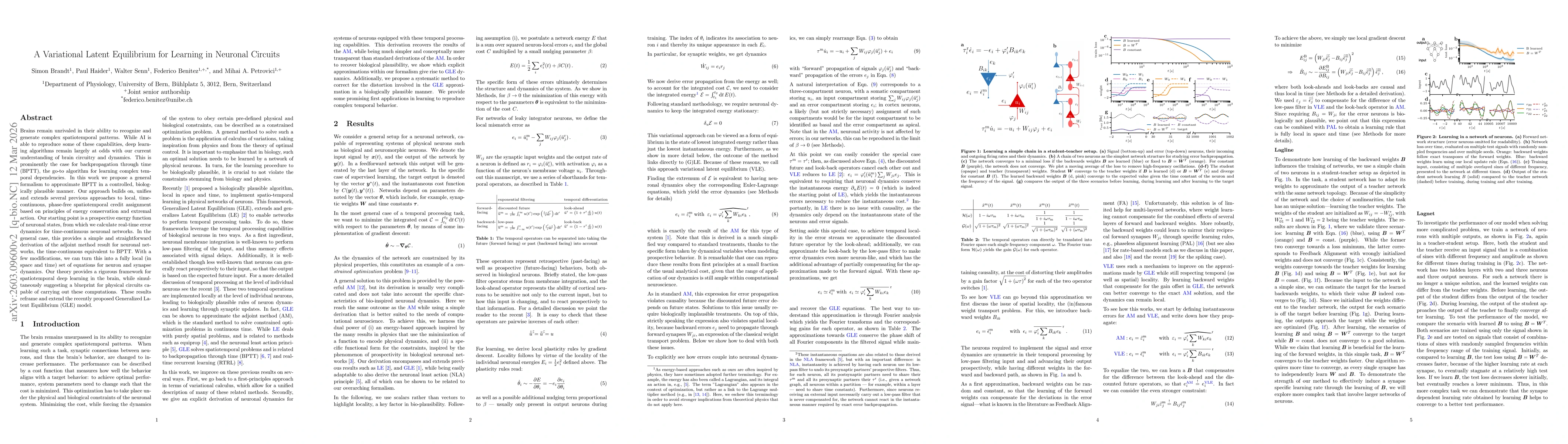 Thumbnail for A Variational Latent Equilibrium for Learning in Neuronal Circuits