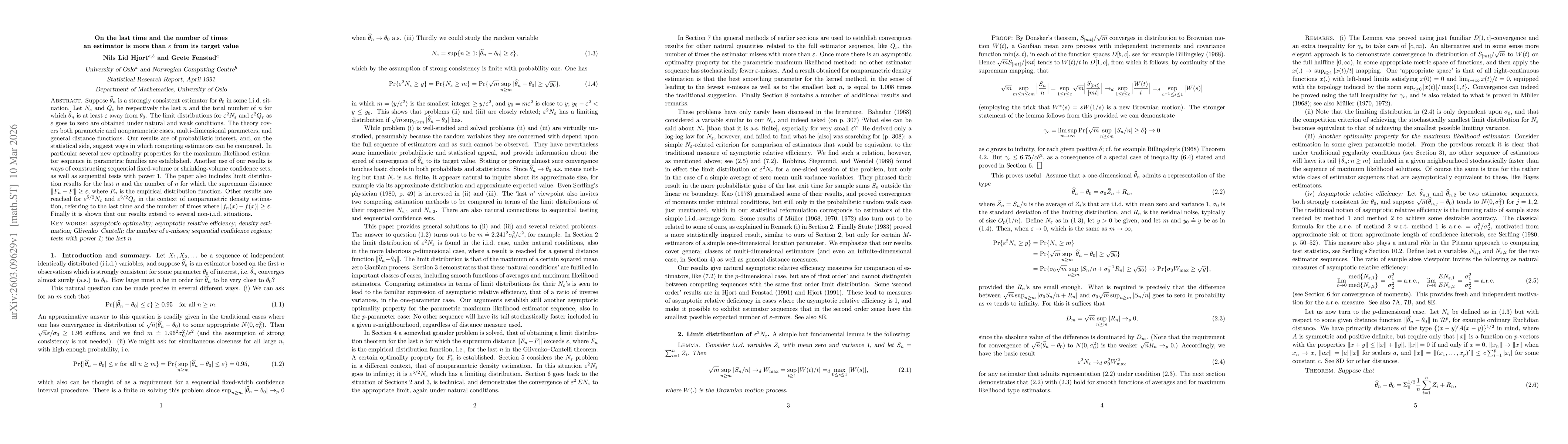 Thumbnail for On the last time and the number of times an estimator is more than epsilon from its target value
