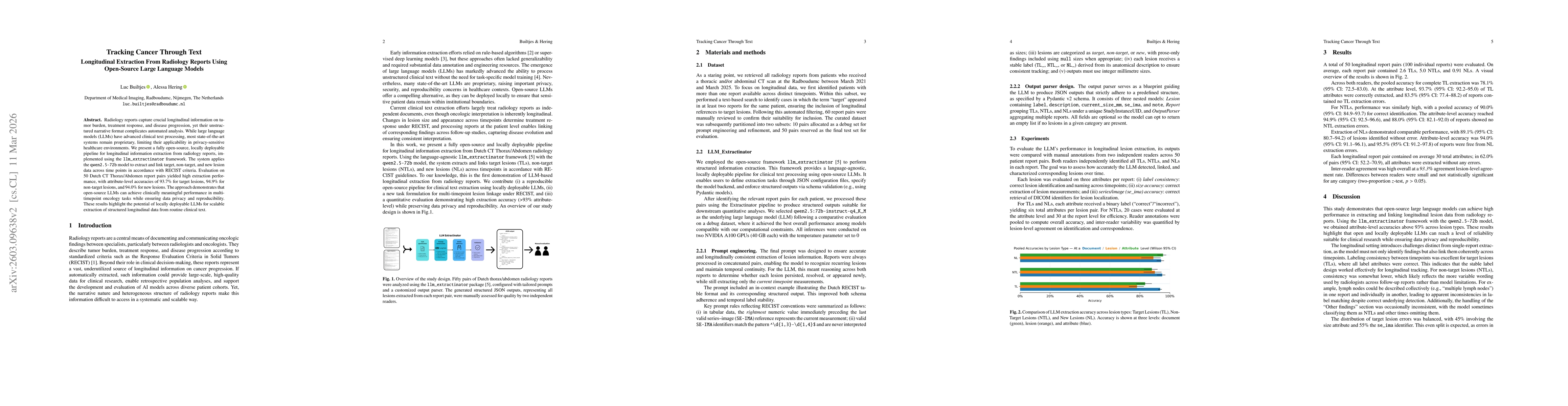 Thumbnail for Tracking Cancer Through Text: Longitudinal Extraction From Radiology Reports Using Open-Source Large Language Models