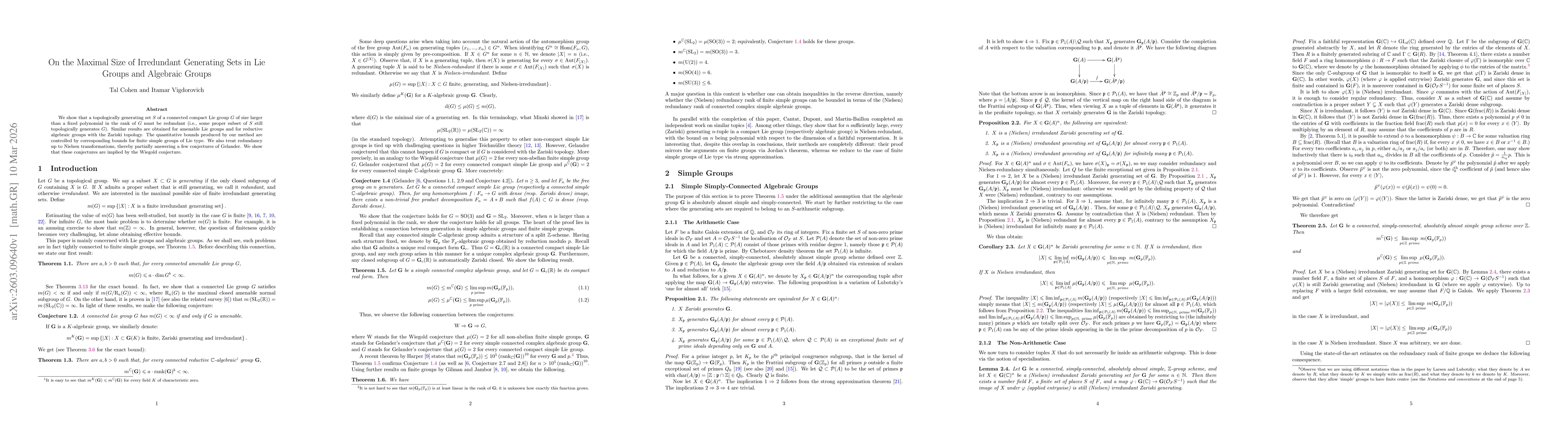 Thumbnail for On the Maximal Size of Irredundant Generating Sets in Lie Groups and Algebraic Groups