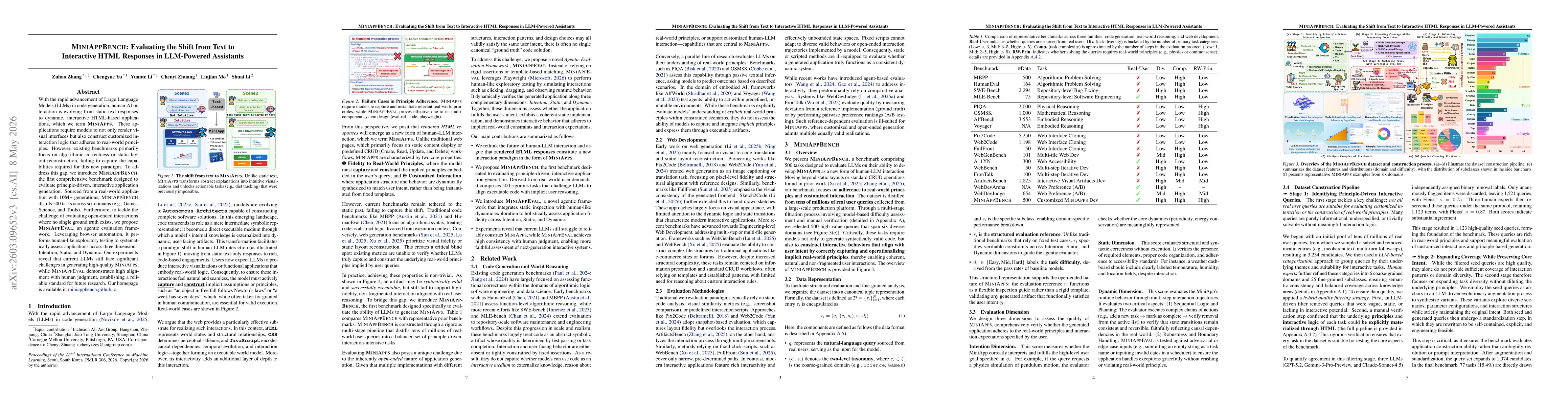 Thumbnail for MiniAppBench: Evaluating the Shift from Text to Interactive HTML Responses in LLM-Powered Assistants