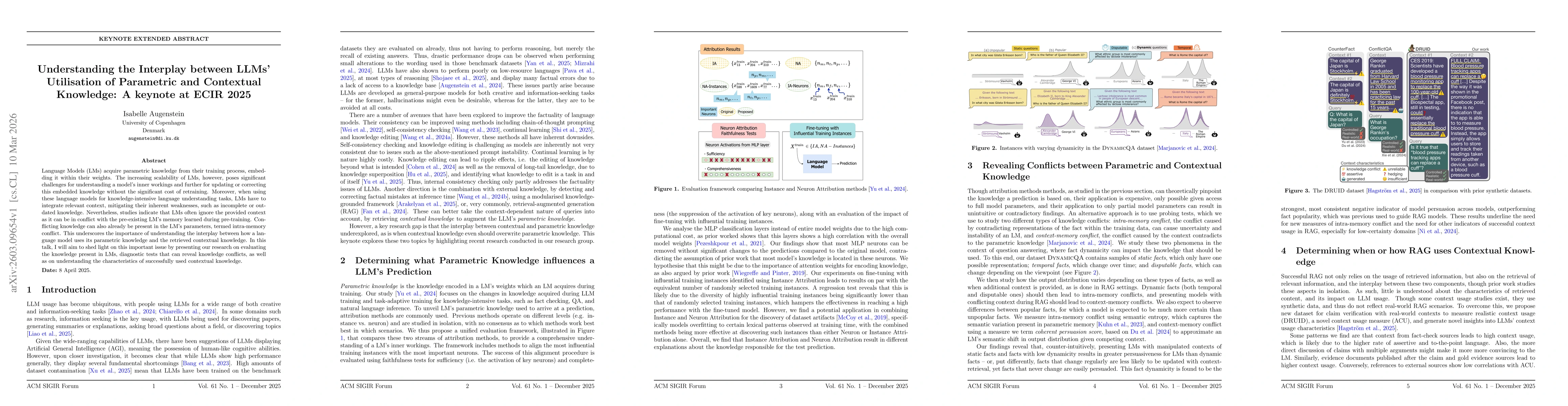 Thumbnail for Understanding the Interplay between LLMs' Utilisation of Parametric and Contextual Knowledge: A keynote at ECIR 2025