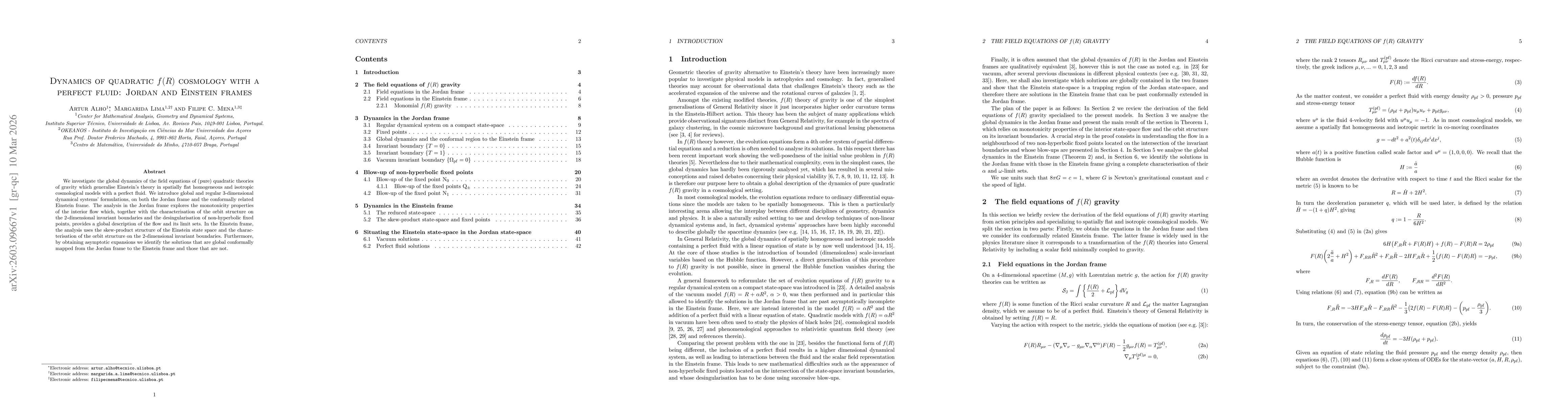 Thumbnail for Dynamics of quadratic f(R) cosmology with a perfect fluid: Jordan and Einstein frames