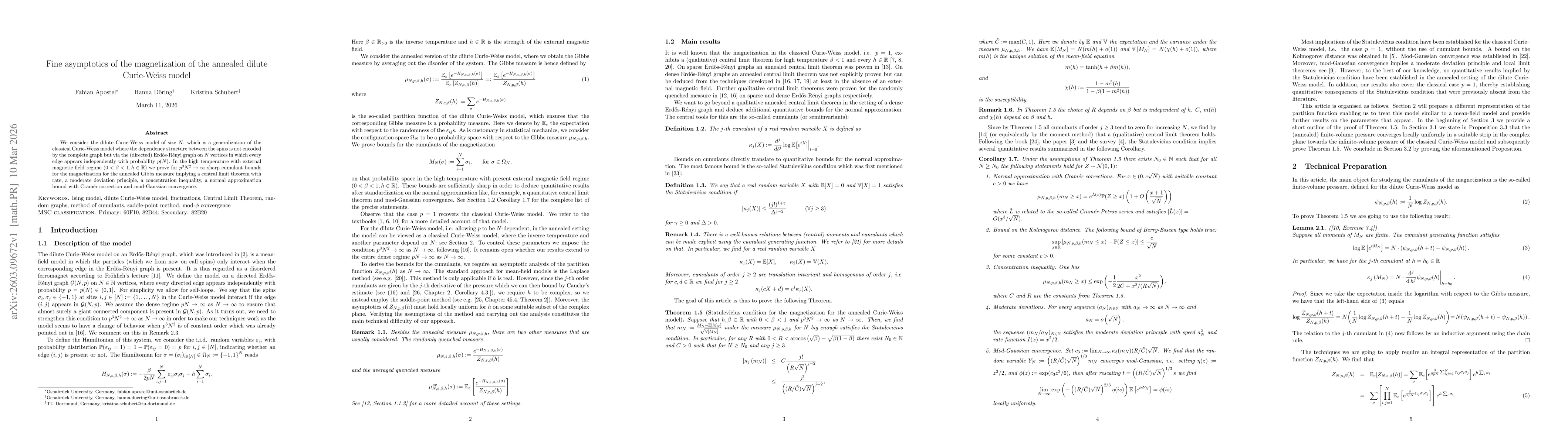 Thumbnail for Fine asymptotics of the magnetization of the annealed dilute Curie-Weiss model