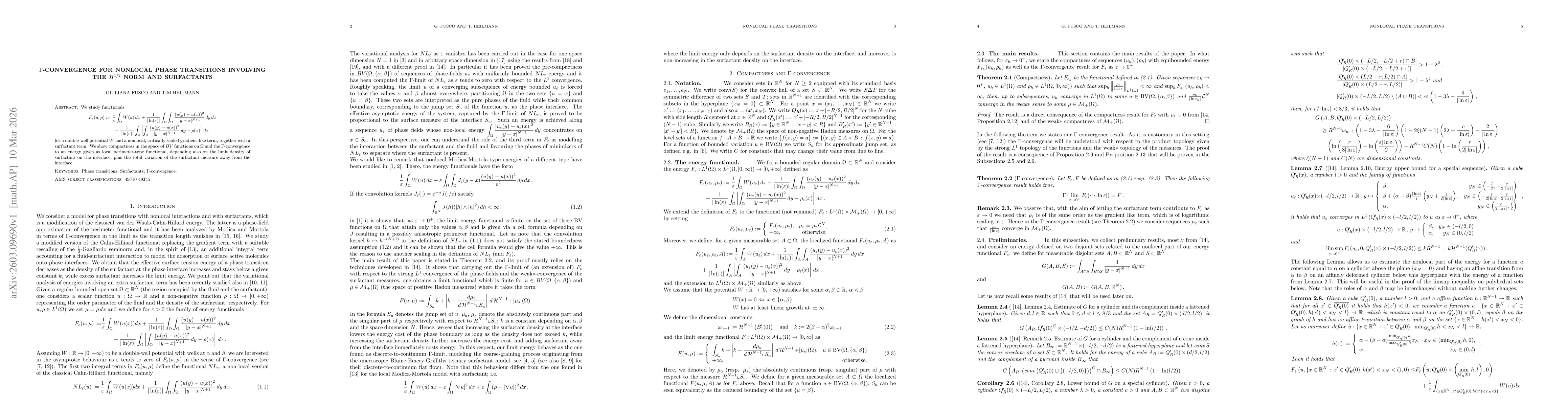 Thumbnail for $Γ$-convergence for nonlocal phase transitions involving the $H^{1/2}$ norm and surfactants