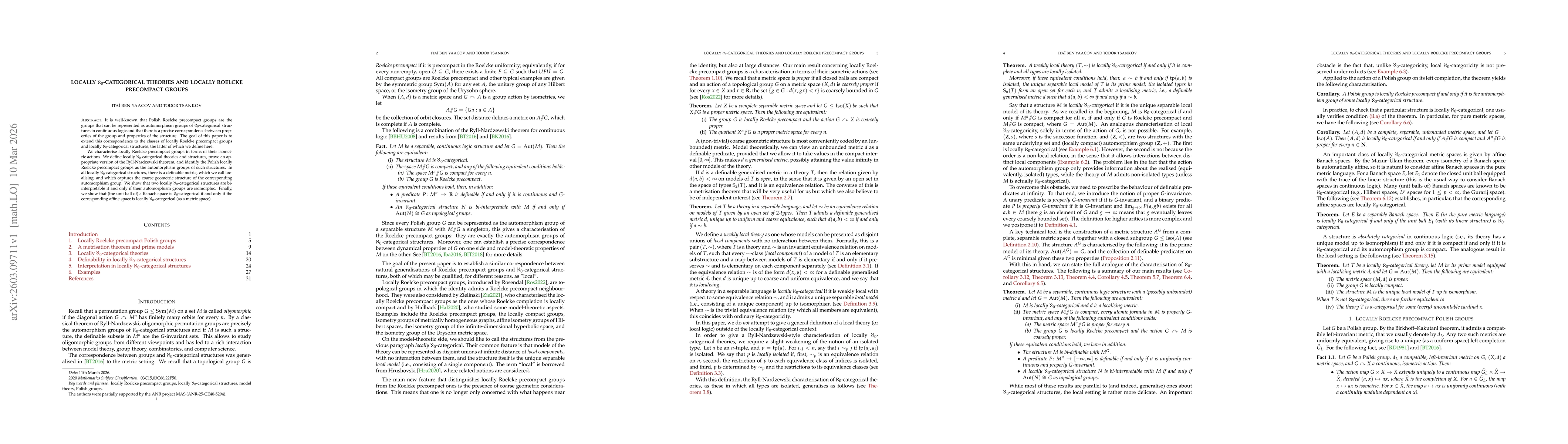 Thumbnail for Locally $\aleph_0$-categorical theories and locally Roelcke precompact groups