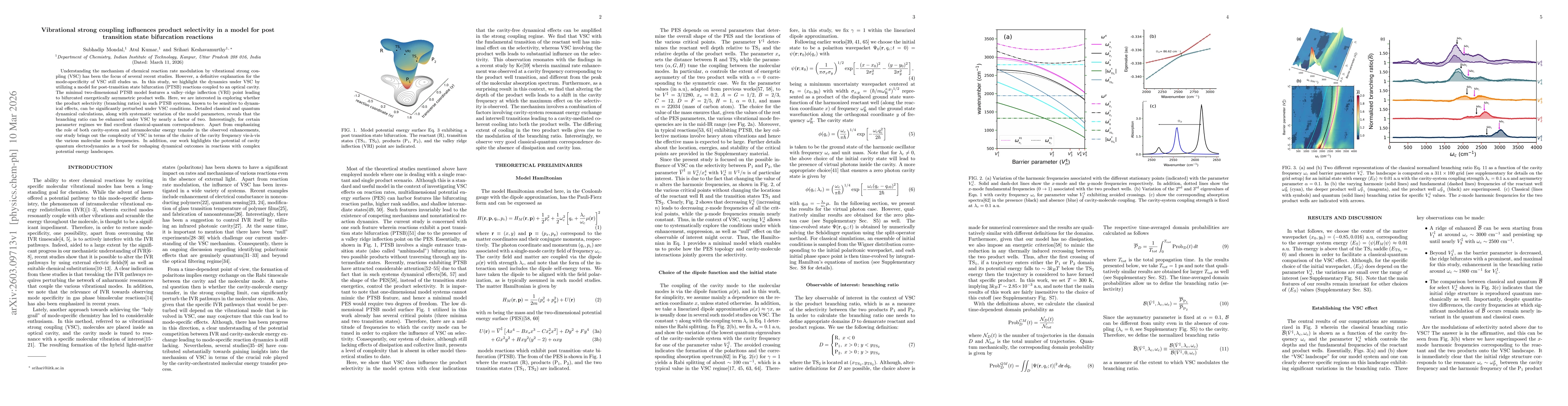 Thumbnail for Vibrational strong coupling influences product selectivity in a model for post transition state bifurcation reactions