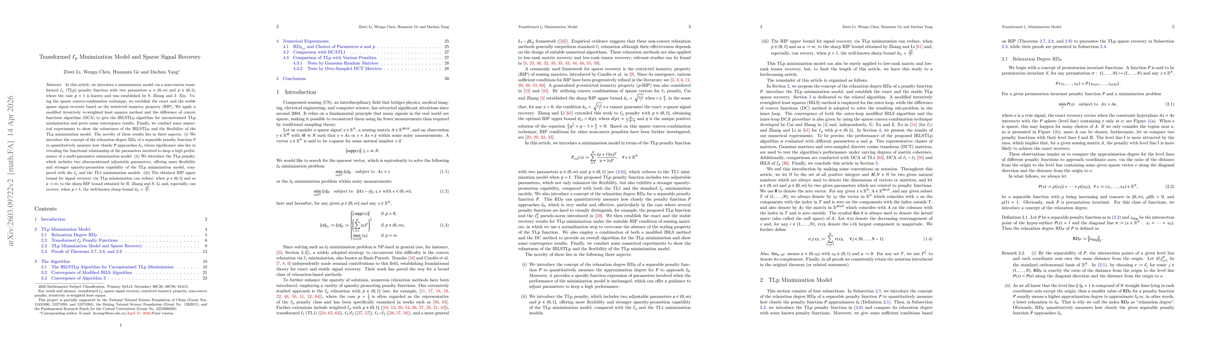 Thumbnail for Transformed $\ell_p$ Minimization Model and Sparse Signal Recovery