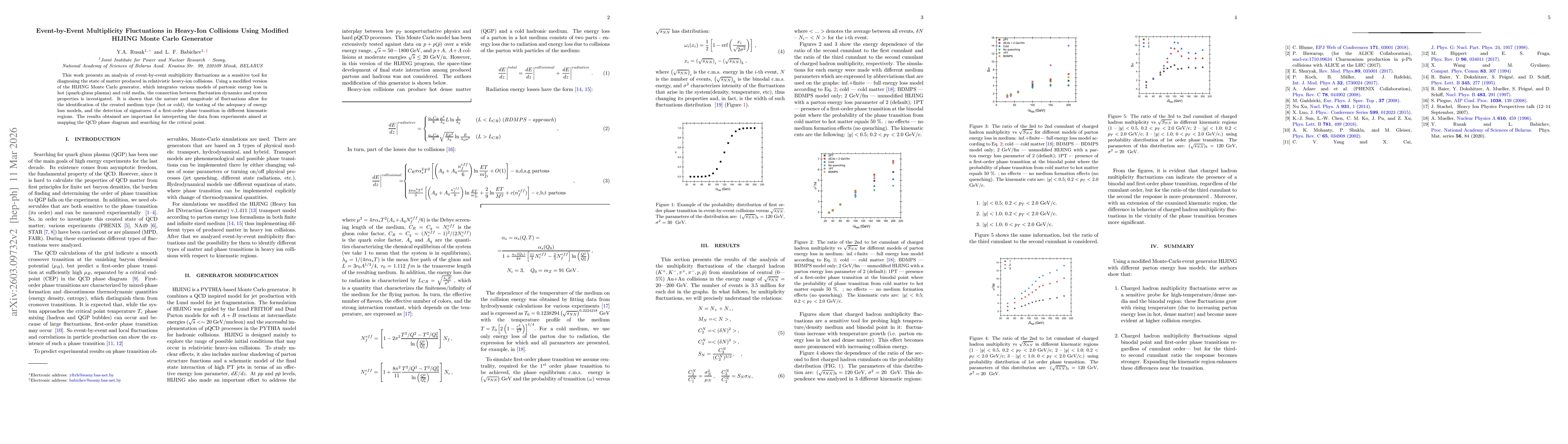 Thumbnail for Event-by-Event Multiplicity Fluctuations in Heavy-Ion Collisions Using Modified HIJING Monte Carlo Generator